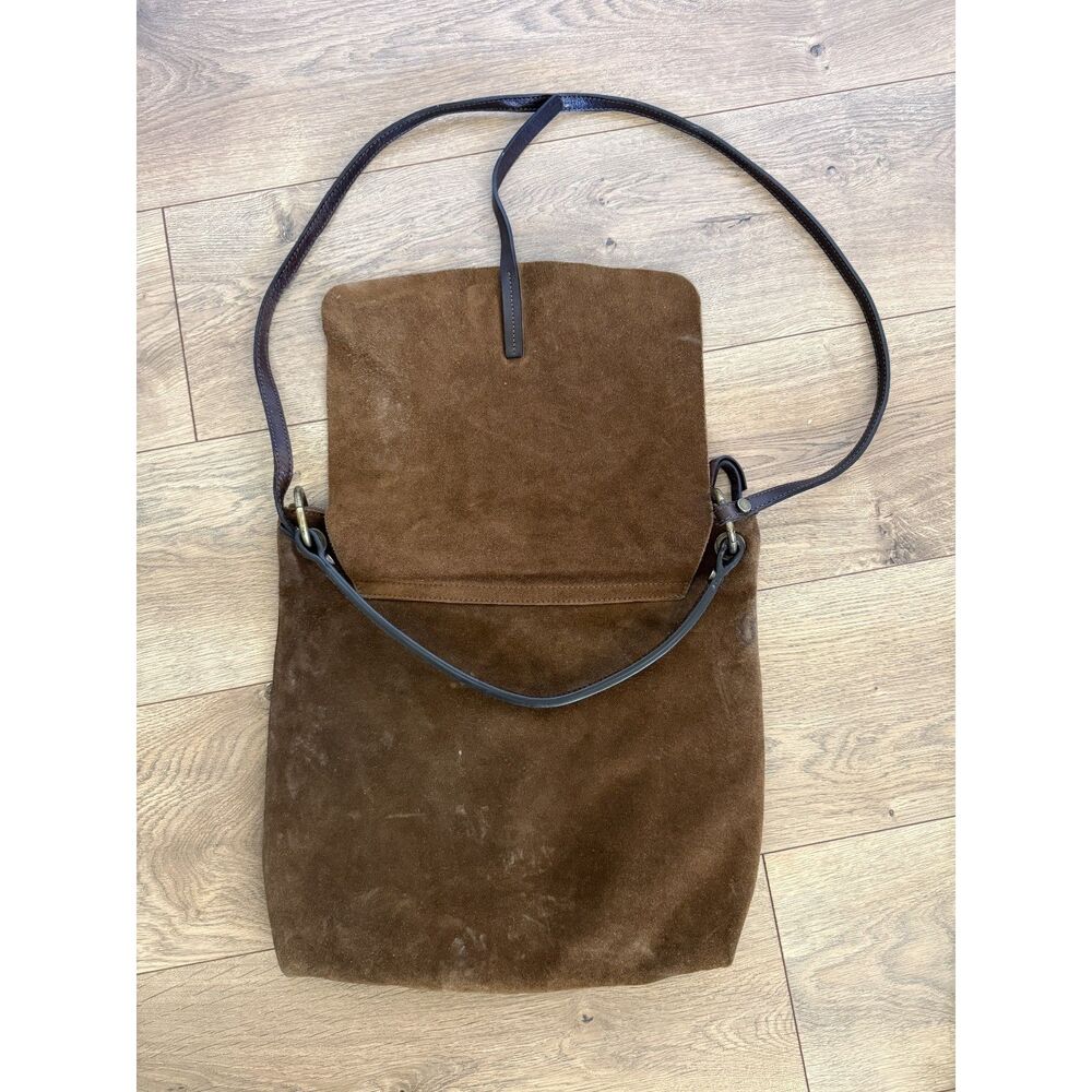 SUNDANCE Brown Suede leather foldover bag purse boho hobo western rodeo - Picture 4 of 11